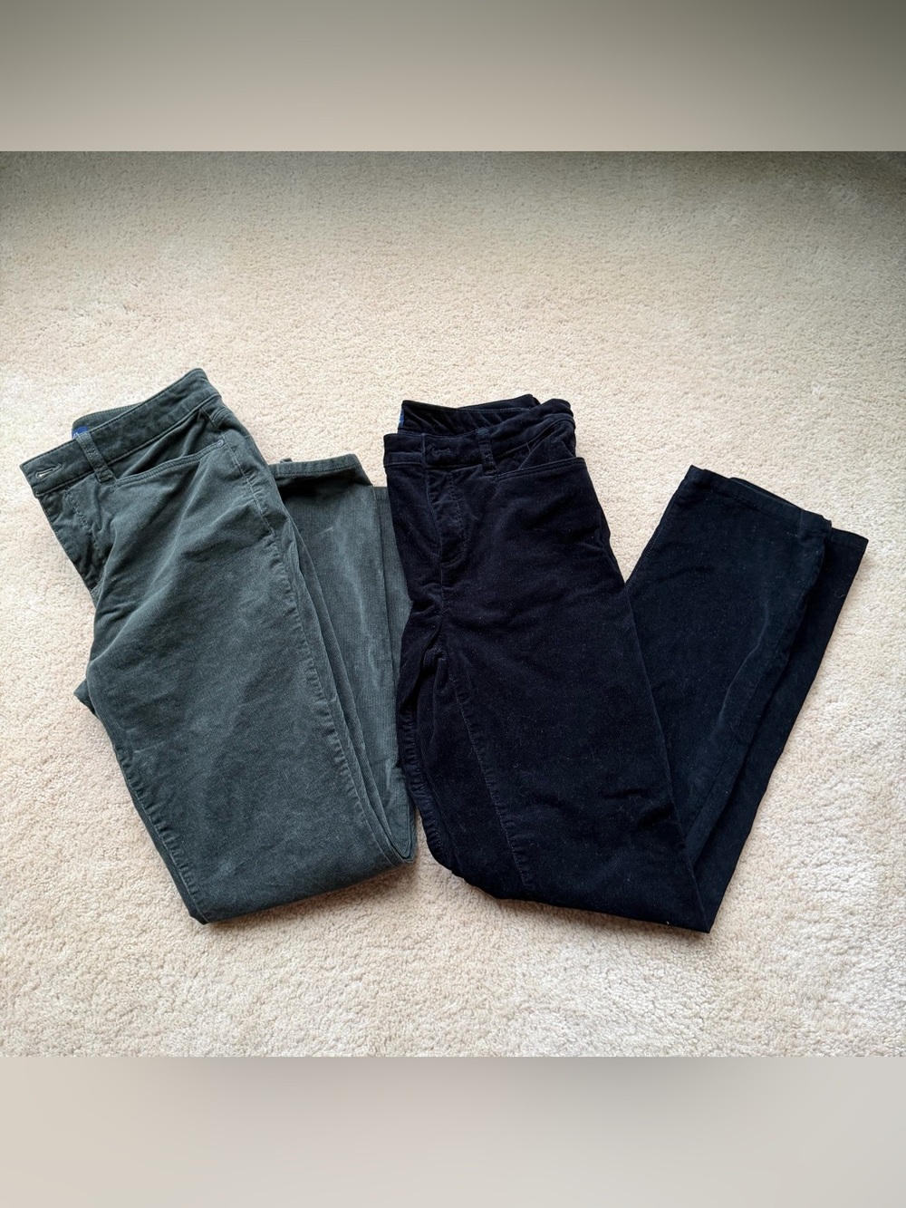 Lot of 2 Talbots Corduroy Straight Leg 5-Pocket Pants - 6 - VGUC - Green & Black